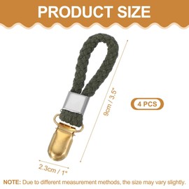 sourcing map 4 Pcs Tea Towel Clips with Cotton Loop for Hanging, 3.5 Inch Metal Towel Hooks Multipurpose Cloth Hangers for Home Kitchen Bathroom, Green