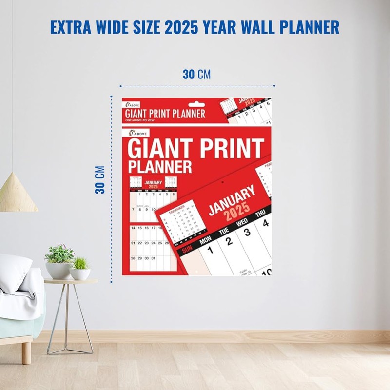 2025 Giant Print Month To View Wall Calendar Planner -