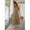 PRETTYGARDEN Women's Summer Floral Maxi Sun Dress Sleeveless Halter Neck