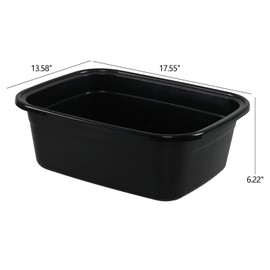 Uumitty 2 Pack 18 Quart Rectangular Plastic Dishpans, Black Plastic Wash Basin for Sink
