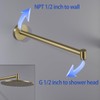 Wall Mounted Shower Arm 16 Inch Extension Pipe Shower Head