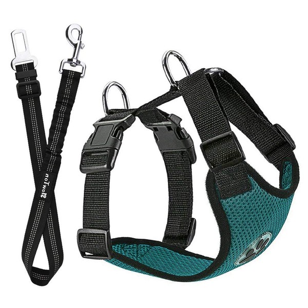 SlowTon Dog Harness with Seat Belt for Car, Double Layer