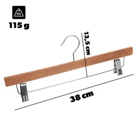 KADAX Kleiderbügel aus Holz, 1 Stück, Holzbügel mit Klemmen, Rockbügel, Jackenbügel, Hosenbügel, Anzugbügel, Holzkleiderbügel, Hosenkleiderbügel (Modell 1)