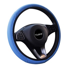 Yuauy Microfiber Leather Steering Wheel Covers Anti-Slip Universal Car Steering Wheel Cover (Blue)