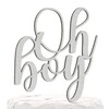 NANASUKO Baby Shower Cake Topper - Oh boy - Double Sided Silver Glitter - Premium Quality Made in USA