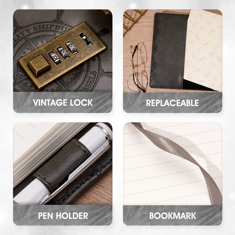 CAGIE Diary for Adults Boys Girls Men with Lock Retro