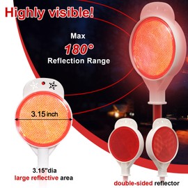 Reflective Driveway Markers - 50”High Visiblility Driveway Reflectors Double Sided with Red & White Extra Sturdy Stainless Steel Pole - Rustproof for Road,Property Line,Yard,Snow Plowing - 4 Pack