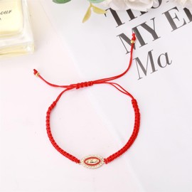 Pink String Evil Eye 7 Knot Lucky Bracelets Mexican Braclets Red Braided Black Rope San Judas Bracelet Virgin Mary Amulet Gift for Women Men