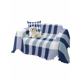 HELLOWINK Blue White Buffalo Plaid Couch Cover Sofa Covers, Washable Loveseat Covers for 2 Cushion Couch Protector, Dogs Pets Sectional Couch Covers, Spring Waffle Sofa Slipcovers - 71" x 91"