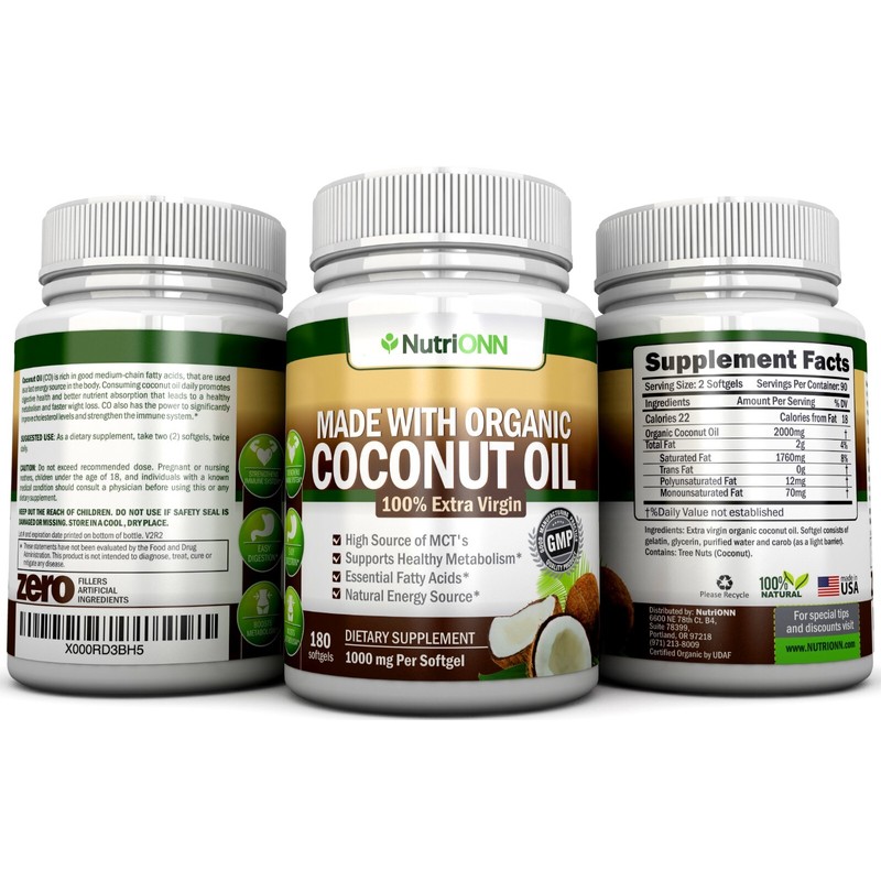 NutriONN Organic Coconut Oil - Immune Health Support - 180