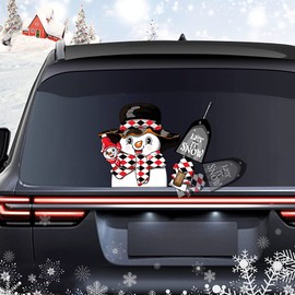 Dreothy Christmas Decor Snowman Waving Arm Stickers Rear Wiper Decal PVC Rear Windshield Wiper Stickers for Cars Window Decals Rear Wiper Vehicle Tags for Wiper Blade Decal (Snowman with Shovel)