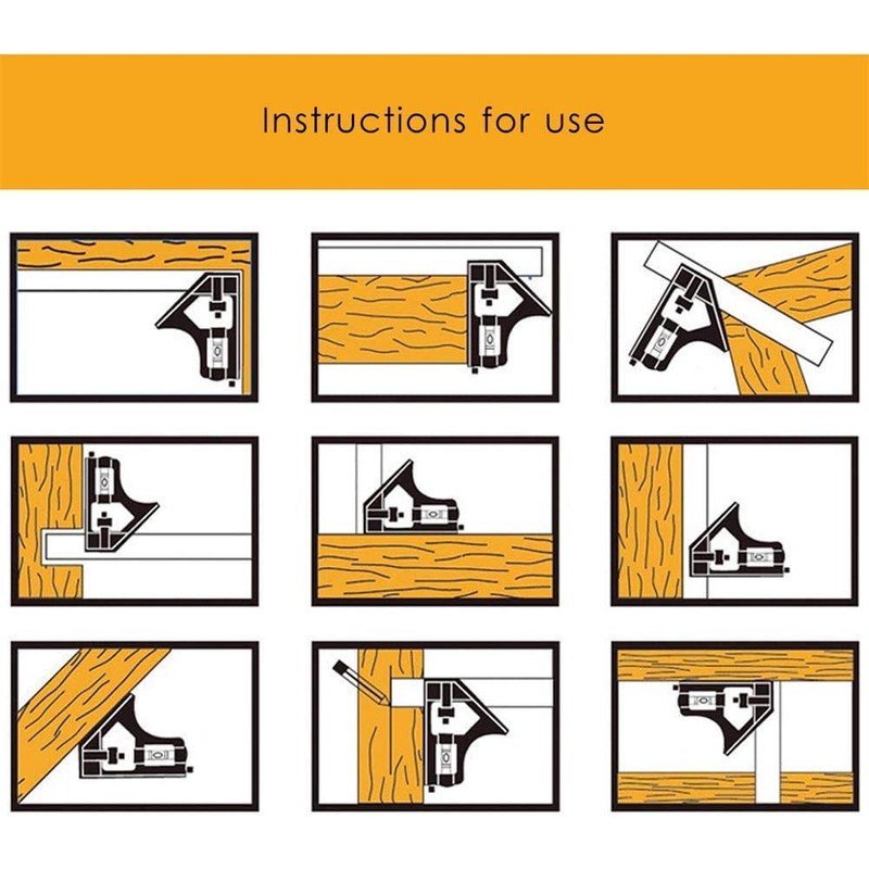 Multifunctional Stainless Steel Combination Try Squares Ruler with Bubble Level