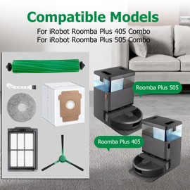 MIXEAL 25 Pcs Accessories Kit for iRobot Roomba Plus 405 Combo/505 Combo Robot,include 2 Main Brushes, 6 Dust Bags, 6 Mop Pads, 4 Filters, 8 Side Brushes