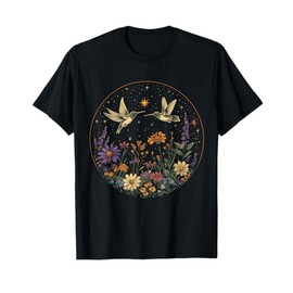 Hummingbird Wildflower Cottagecore Celestial Vintage Flower T-Shirt