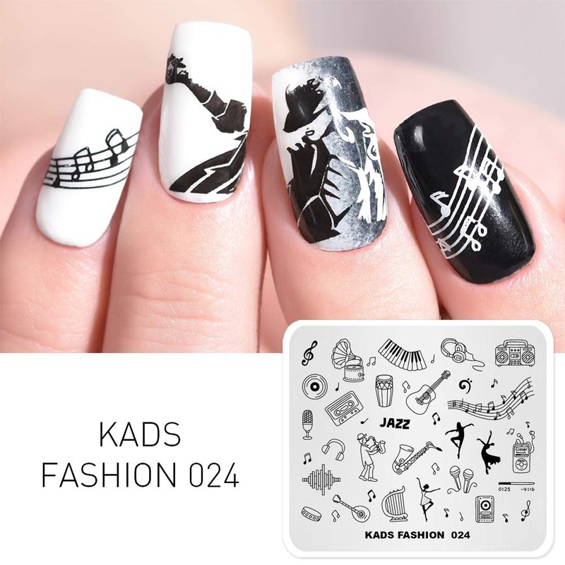 KADS Nail Art Image Stamping Plates Guitar Pattern Music Fashion