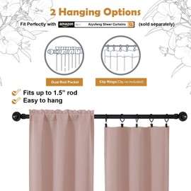Aiyufeng Blush Short Blackout Curtains for Bedroom 45 Inches Long 2 Panels Set, Solid Thermal Insulated, Energy Saving Window Treatment Curtains Blackout Drapes, W40 x L45 Inch, Blush