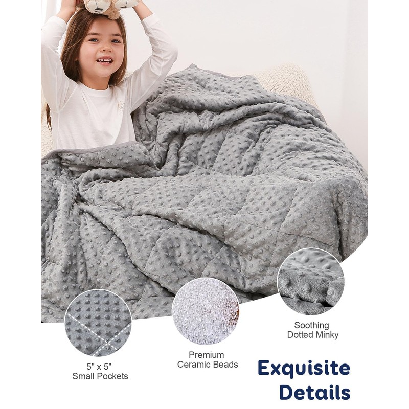 Kivik Weighted Blanket 7lbs, Small Minky Dotted Blankets, Soft Heavy