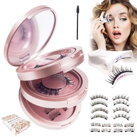 Magnetische Wimpern Ohne Eyeliner Kein Kleber, Wimpern Natürlicher Look 3D Magnetic Lashes mit Zange Applikator, Wiederverwendbares Magnetwimpern Lashes Set für Verabredungen Partys Geschenk