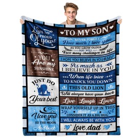Ialtsidws Blanket Gifts for Son, Gifts for Son from Mom and Dad, Birthday Gifts for Son, Ideas for Son, Christmas, Thanksgiving, Gift Blanket, Graduation Gifts for Son, Blanket for My Son 60"X 50"