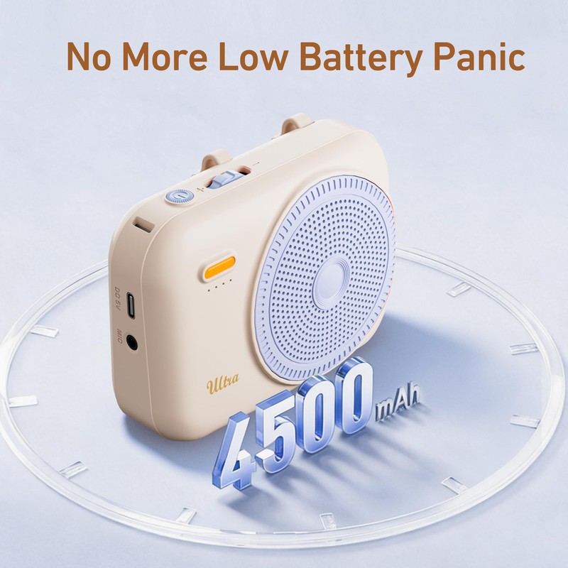 Teacher Voice Amplifier with 2 Wireless Mic & Magnetic Lavalier,