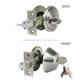 Amig - Rosette Lock with External Key and Internal Locking | Security Bolt with 25 mm Feed | Brass Rosette Diameter 65 mm | Lock Entrance 60/70 mm, Chum Chrome, Brass