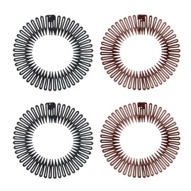 OUDQFCJ 4 Stück Elastischer Kamm Voller runder elastischer Haarkamm, Kunststoffstirnband, Haarbandhalter, Haarschmuck, Haarbänder und Stirnbänder Haarschmuck für lange und kurze Haare
