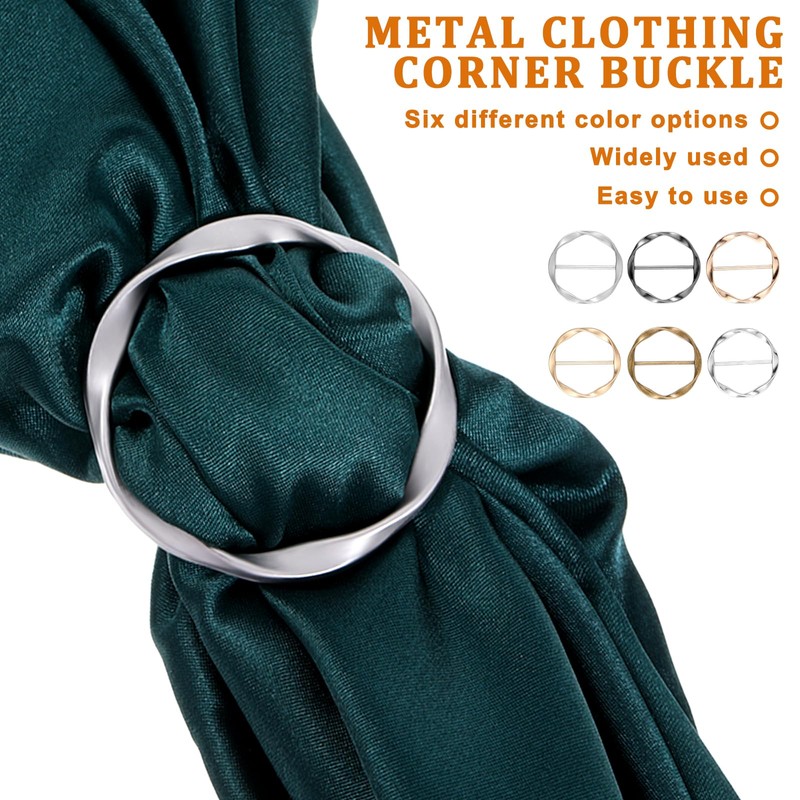 IANFAN 6 Pcs T-Shirt Tie Clips, Fashion Metal Circle Scarf