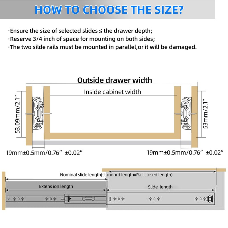 SLIDEWAY 260 Lbs Heavy Duty Drawer Slides 1 Pair 8