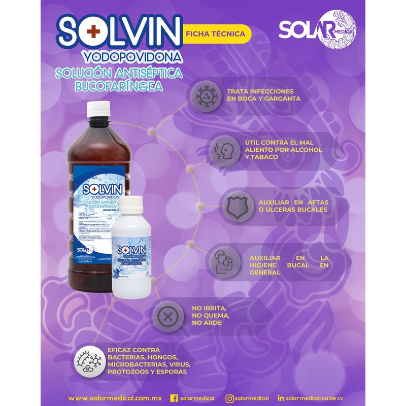 SOLVIN BUCOFARINGEO 120ML (IODOPOVIDONA/YODOPOVIDONA) 1 pieza