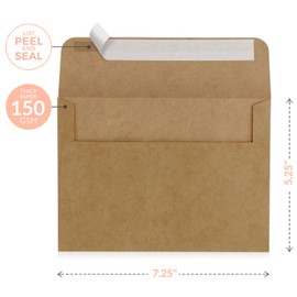 Sweetzer & Orange, Kraft Envelopes Self Seal. 100x Envelope with Box. Mailing Envelopes 5x7 (True 5.25 x 7.25 in.) Brown 150gsm Self Sealing Envelopes, Blank A7 Envelopes for Invitations and Wedding