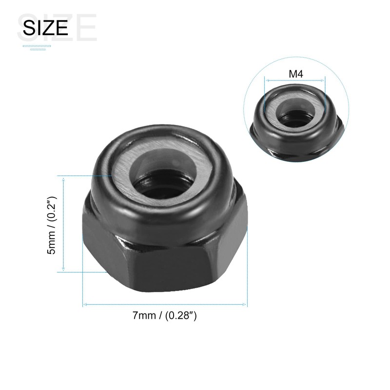 METALLIXITY Hex Lock Nut Fasteners(M4x0.7mm) 50Pcs, Carbon Steel Zinc Plated