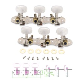 Metallor Acoustic Guitar Tuning Pegs Machine Heads Tuning Keys Tuners Double Hole 3L 3R Chrome.