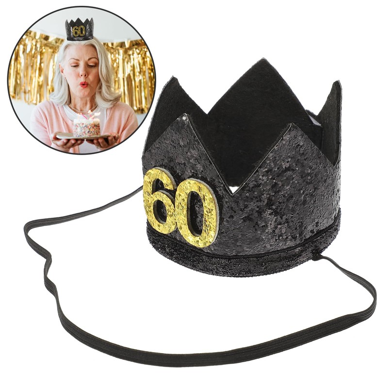 Gadpiparty 1Pc crown birthday hat 60th birthday king crown for
