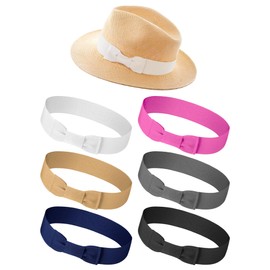 Tigeen 6 Pcs Stretchable Bowknot Hat Band Cowboy Hat Bands for Women Hat Bands Hat Ribbon Panama Straw Hat Accessories (Cool Colors)