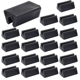 HARSKIYER 20 Pack 6mm U Shape Chair Foot, Plastic Rectangle Chair Leg Caps, Non-Slip Bar Stool Leg Floor Protectors No Noise Leg Covers for Metal Chairs, Patio Furniture (Black)