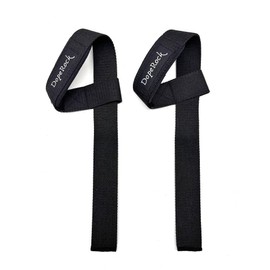 DopeRock Cotton Hard Pull Wrist Lifting Straps Grips Band-Deadlift Straps with Neoprene Cushioned Wrist Padded and Anti-Skid Silicone - for Weightlifting, Bodybuilding, Xfit, Strength Training, Black