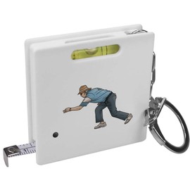 Azeeda 'Man Playing Lawn Bowls' Keyring Tape Measure/Spirit Level Tool (KM00026264)