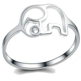 Jude Jewelers Stainless Steel Elephant Style Statement Cocktail Party Holiday Wedding Promise Ring (Silver, 5)