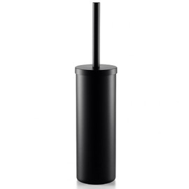 Heavy Duty Stainless Steel Toilet Brush Set with Holder(2 Brush Heads) – Rustproof Toilet Bowl Brush, Compact Cylinder Base, Extra Long Handle for Deep Cleaning, Black