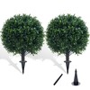 Chillchard Artificial Boxwood Topiary Ball Bush for Outdoor with Spike,