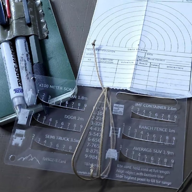 Hunting Range Finder Card, 6 Reticles, Waterproof Distance Measurer, Slope