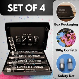 CIRTAMZ CIRTAMZ Pack Of 4 Gender Reveal Confetti Powder Cannons | 2 Blue And 2 Pink Confetti Powder Cannon For Joyful Gatherings | 12 Inches Confetti Powder Poppers With 25 Feet Height Range