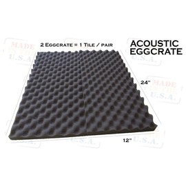 Mybecca 2 PACK Large Eggcrate Acoustic Foam Sound Proof Foam Panels Nosie Dampening Foam Studio Music Eq, Studio Soundproofing Wall Tiles 12 X 24 Inches, Made in USA - Color: Charcoal