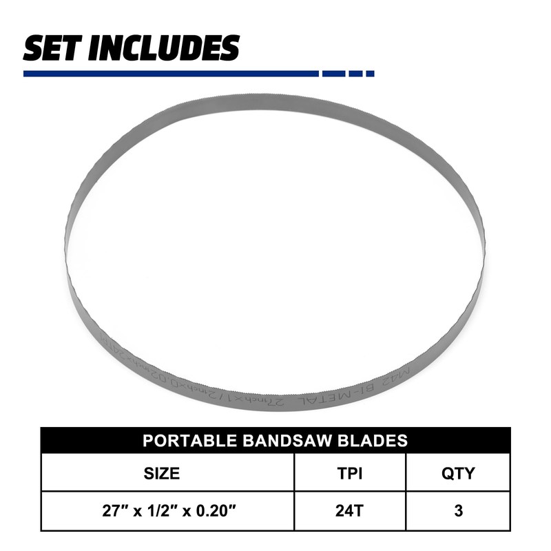 AIRTOON 27 Inch Bandsaw Blades 24 TPI, Portable Band Saw