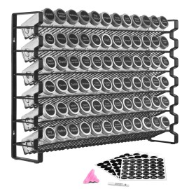 72-Piece Complete Set for Kitchen Storage Empty Spice Jars Lids with Funnel Spice Labels Organizer for Cabinet Season SpicesStyle: 6 Tier-72 Empty Glass Jars