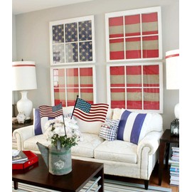 American Flag Garden Stake, Metal Vintage Americana Glory Flag Yard Stake Patriotic Decor for July of 4th Independence Day Stars and Stripes Red White and Blue (24")