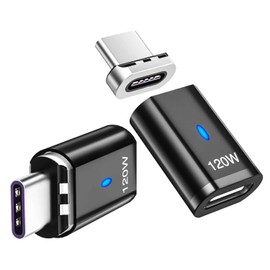 Sisyphy USB Type C Magnetic Adapter "2 Packs", Type C Magnet I Shape Converter Adapter, Supports USB2.0 PD3.0 120W Fast Charging, 480Mbps Data Transfer, Compatible with McbookPro/Air and Other USB C Devices