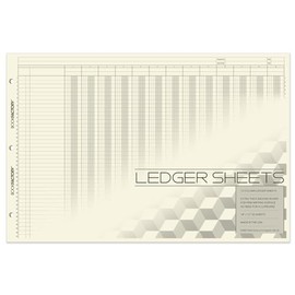 BookFactory Ledger Sheets/Large 13 Column Accounting Ledger Columnar (Thirteen Columns) Loose Leaf Paper- 18'' x 12'', 50 Pages, Loose Leaf, 3 Hole Punched (Made in USA)