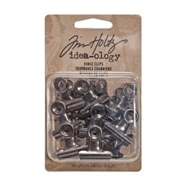 Tim Holtz Idea-ology Hinge Clips, Antique Satin Nickel Finish, Pack of 15 Miniature Metal Bulldog Clips, 7/8 x 7/8 Inch, TH92692
