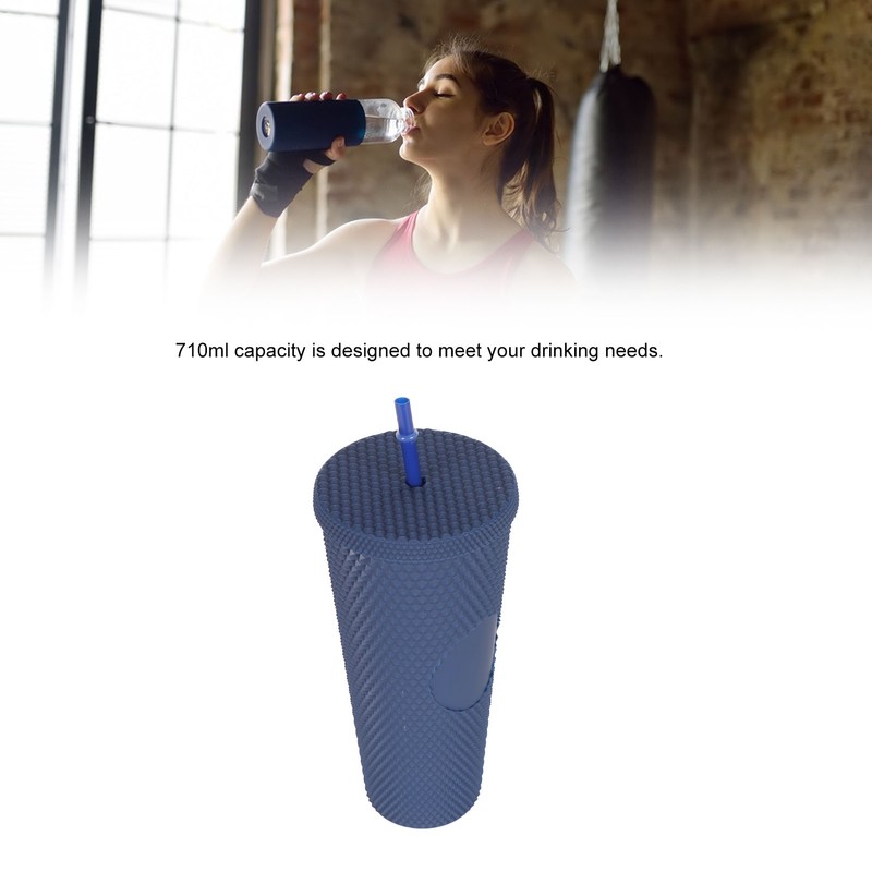 Coffee Tumbler with Lid and Straw Matte Dark Blue Double